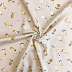 Printed Cotton POIRE Light Linen / Brown Sugar